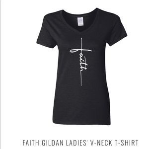 $40 Faith black V neck tee shirt WEAR YOUR FAITH